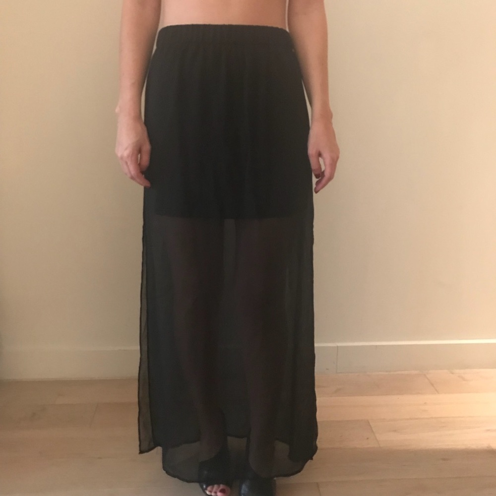 Express Black Skirt with Sheer Overlay